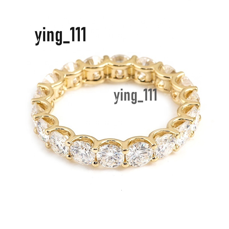 Redoors 3mm 0.1ct Round Brilliant Cut DEF Color Wholesales 10K Yellow Gold Moissanite Ring Band Wedding Band Provence Jewelry