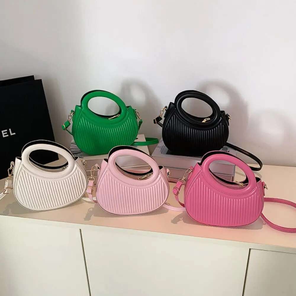 Fashion Women Shoulder Armpit Design Underarm Pleated Saddle Solid Color Messenger Bag Purse Handbags