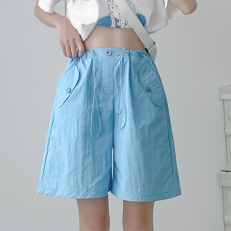 2025S Designer Shorts For Women Grey Workwear Five Quarter Women S Summer Loose New High Waist Wide Leg Casual American Quick Drying Sports Short Pant