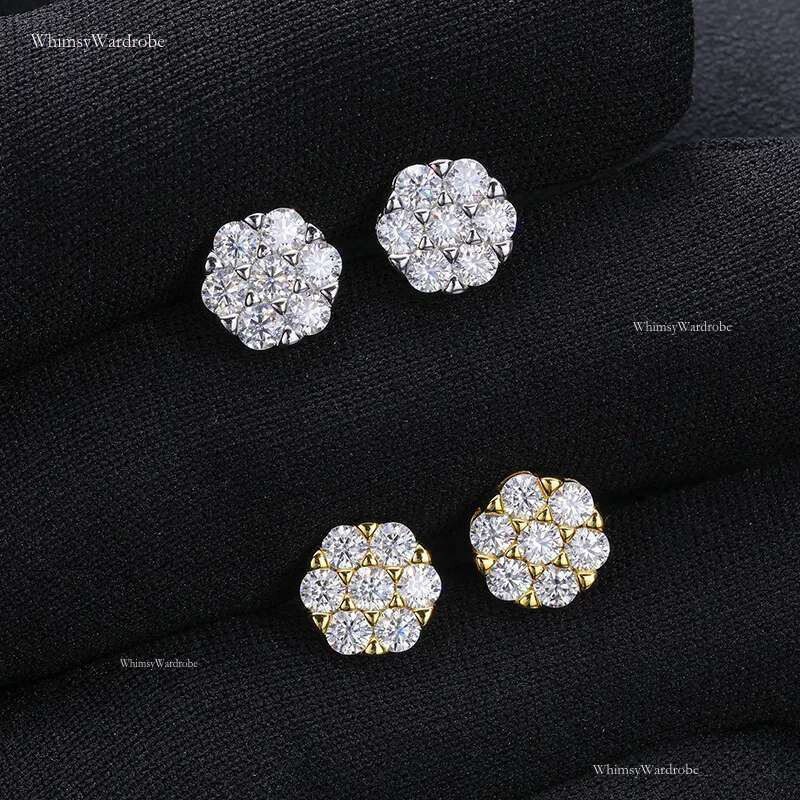 Passed Test Men Women D Color 3mm Moissanite Sterg Sier Gold Bg Dia Studs Earrings Nice Gift