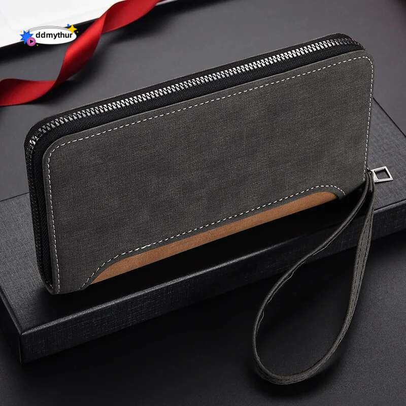 Long Men'S Wallet Fashion Multiple Slots Card Holder Designe Business Zipper Mobile Phone Bag Pouch Coin Purse PU Leather ddmythur