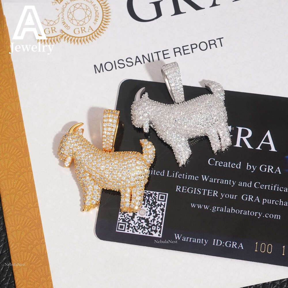 Custom hip hop iced out Jewelry Sterg Sier necklace VVS moissanite Dia chain set Sheep Pendant
