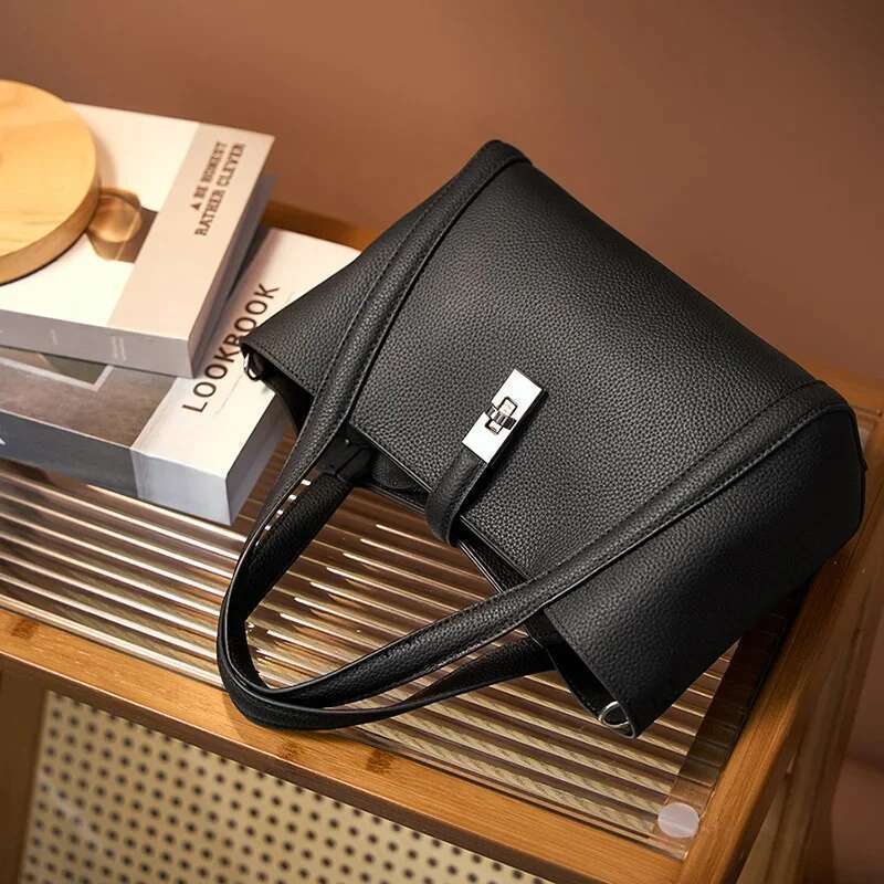 Women's Genuine Leather Handbags First Layer Cowhide Basket Bags Large Capacity Shoulder Crossbody Bag