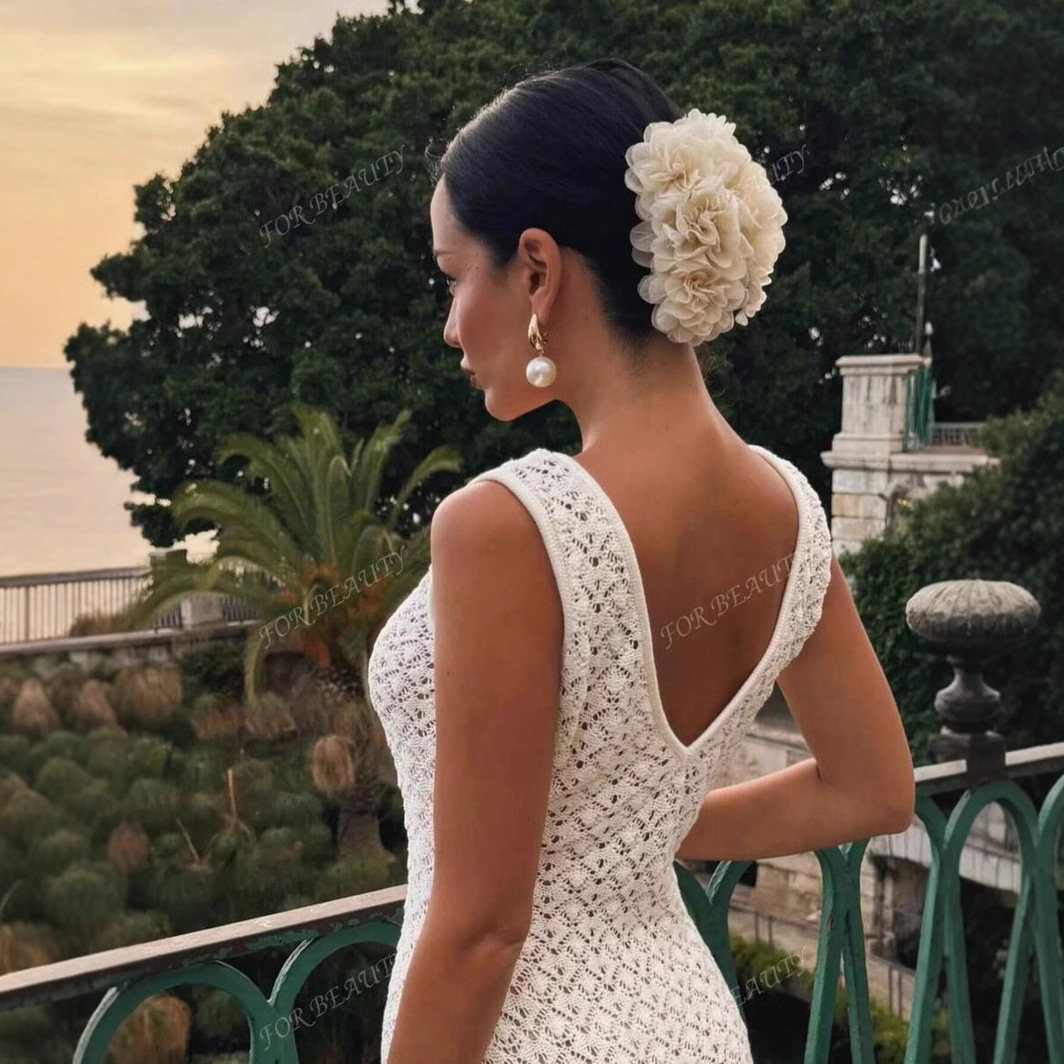New 2025 model!! Knitted beach dress sexy sleeveless hollow out perspective seaside vacation dress sunscreen suit