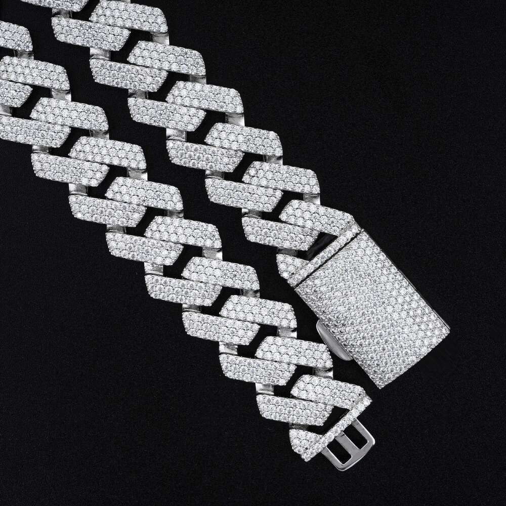 Wholesale 6MM 8MM 10MM 12MM 14MM 925 Silver Cuban Link Chain Hip Hop Iced Out Diamond Cuban Moissanite Necklace