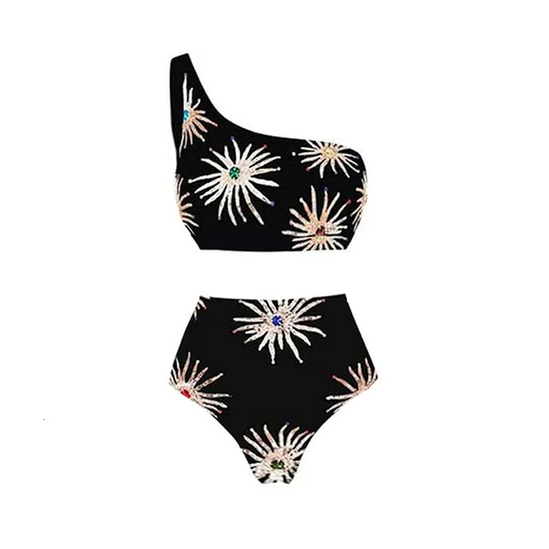 Fashion Swimsuit Womens Tight Summer Collection Ruffle Splicing Printed Beach Wear Holiday Bikini Cover Ups Set 250409
