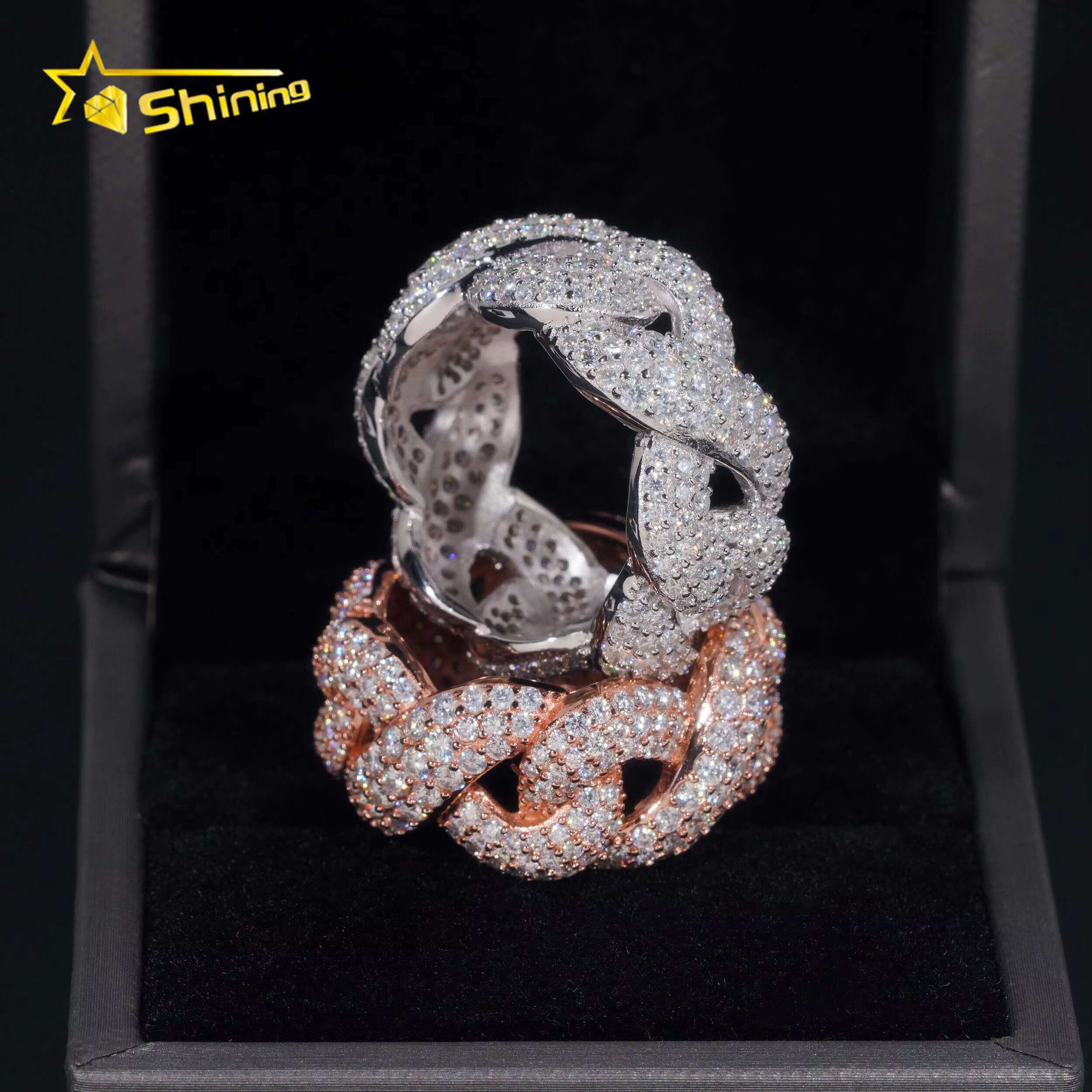 New Style Pass Diamond Tester Hip Hop Jewelry 925 Silver Fully Iced VVS Diamond Infinity Moissanite Cuban Ring
