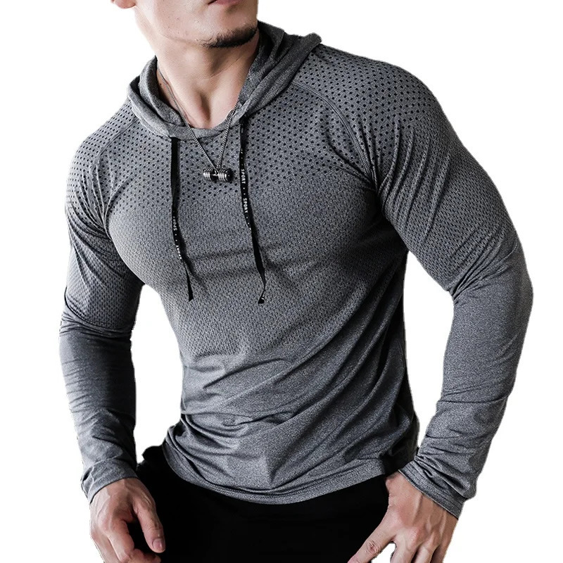 Mens fitness tracksuit running hoodie gym jogging outdoor sweatshirt top muscle training 250409