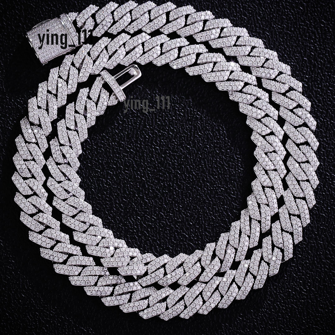 Jewelry Set Ready to Ship 12mm Moissanite Cuban Bracelet Chain Necklace 2 Rows for Men VVS D Iced Out 925 Sterling Silver