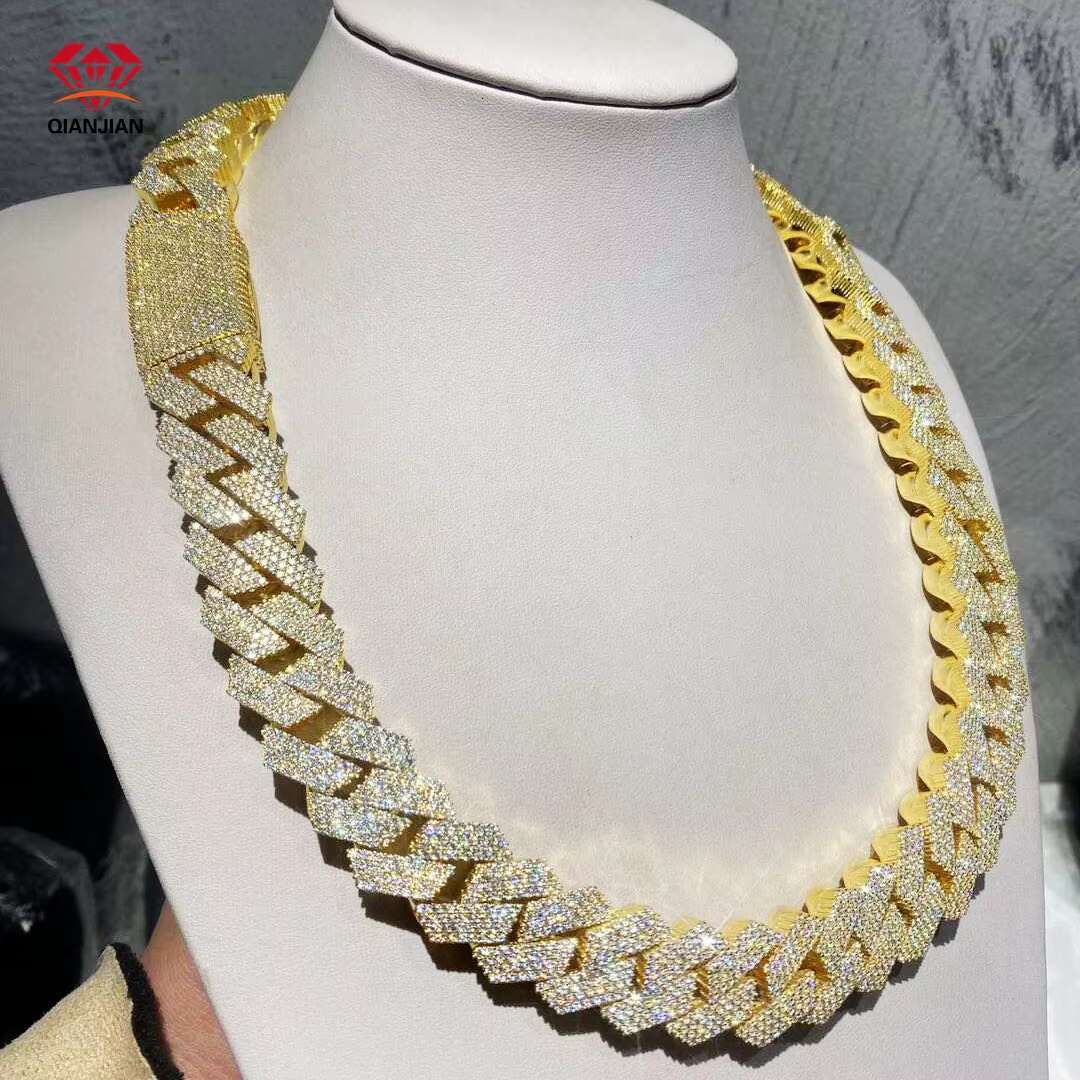 Wholesale 6MM 8MM 10MM 12MM 14MM 925 Silver Cuban Link Chain Hip Hop Iced Out Diamond Cuban Moissanite Necklace