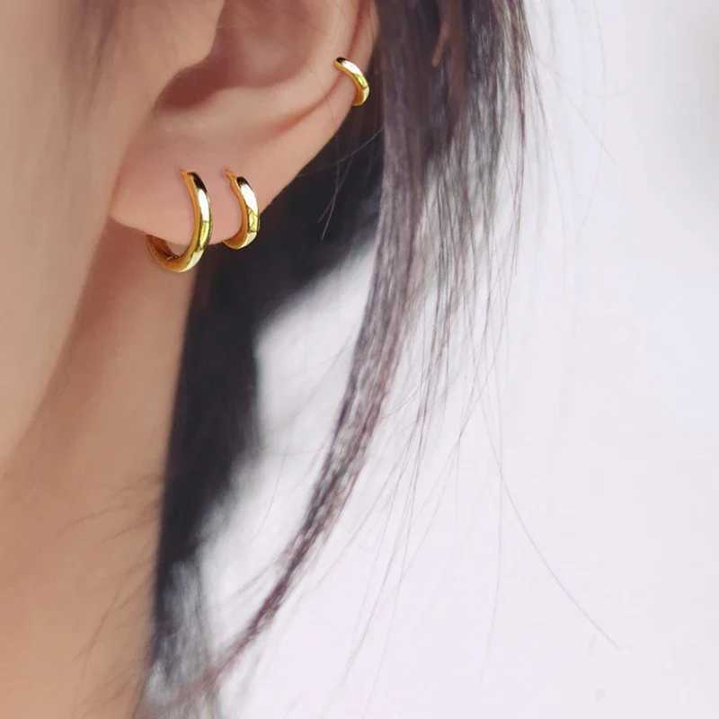 LATS 2024 New Simple Stainless Steel Small Hoop Earrings for Women Men 8mm To 20mm Round Cartilage Ear Piercing Fashion Jewelry Z250408