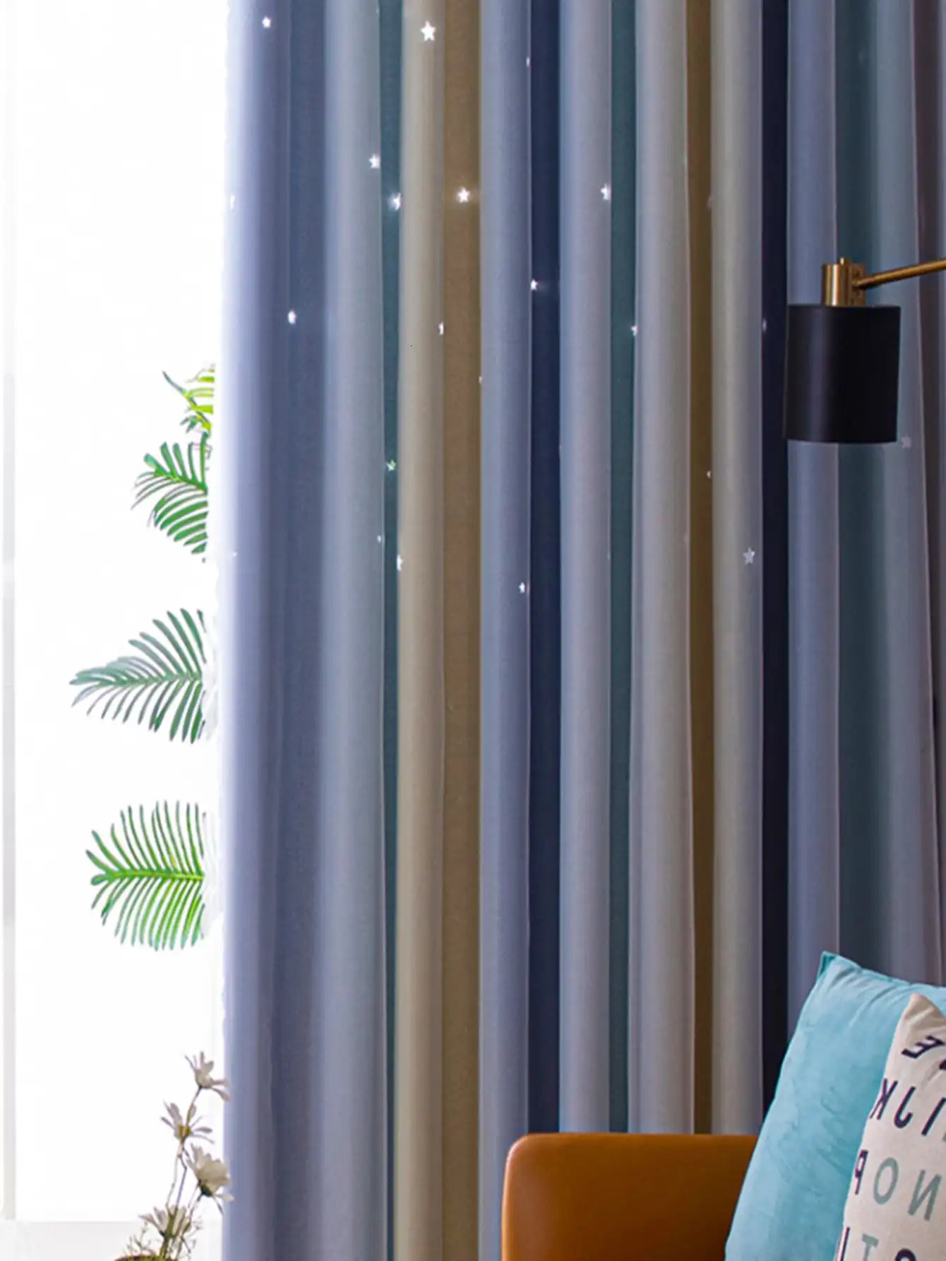 Blue and pink blackout childrens curtains bedroom star curtains boys antique grommets top window treatment 250409