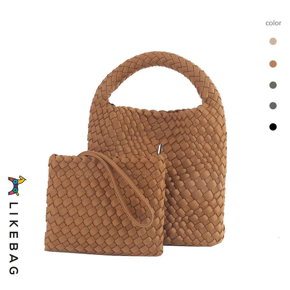 LIKEBAG Fashion Neoprene Handwoven Handbags Nylon Large Capacity Messenger With Woven Clutch Bag