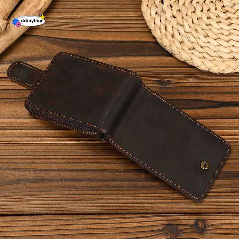 Luufan Men Genuine Leather Purse For Cards Case Short Wallet Hasp Credit ID Bank Card Holder Women Cardholder ddmythur