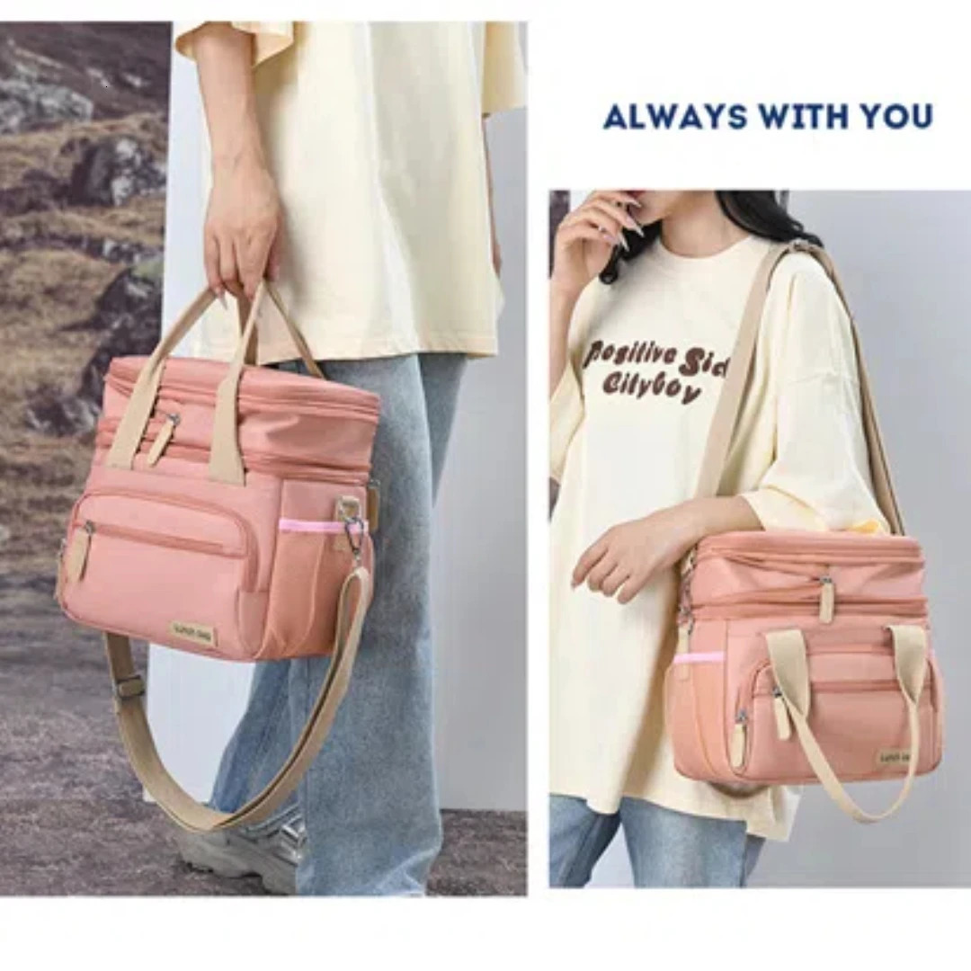 Lunch Bag for Women Loncheras Para Mujer Insulated Dual Compartment Lunch Box Adult For Work Beach Picnic Hiking 15L 250407