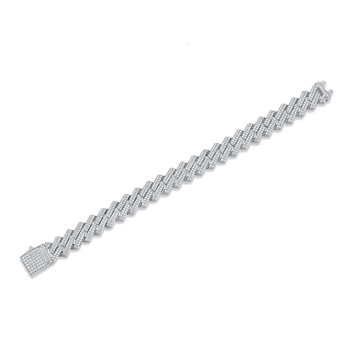 JIUZUAN 10/14mm Full Moissanite 2 Row Cuban Bracelet S925 Sterling Silver Luxury Diamonds Cuban Pendant 2024 Hip Hop Pop Chic