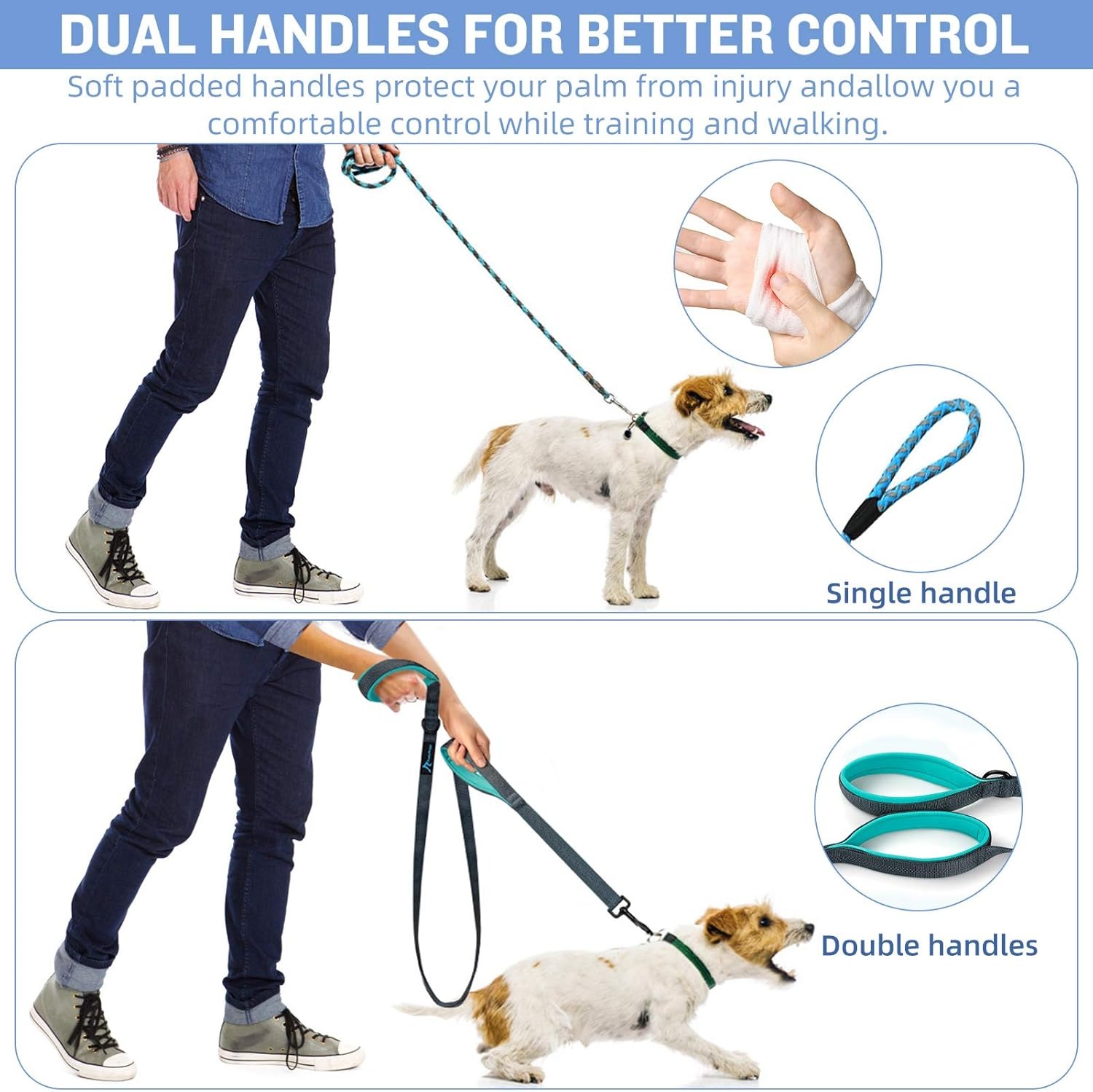 PuppyDoggy 6FT Reflective Dog Leash for Large Medium Dogs Heavy Duty Training Lead with 2 Padded Handles for Running Walking Pet Leash Orange 1 Pack
