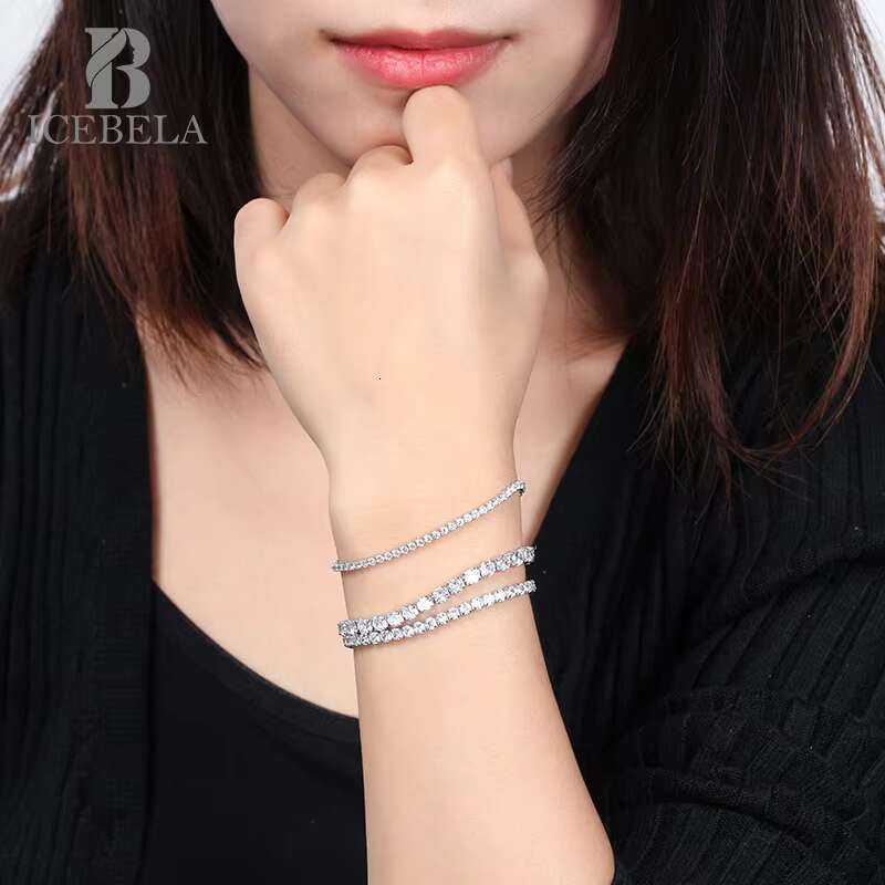 ICEBELAR High Quality Real 925 Sterling Silver 4mm Cubic Zircon Diamond Tennis Bracelet for Women Men
