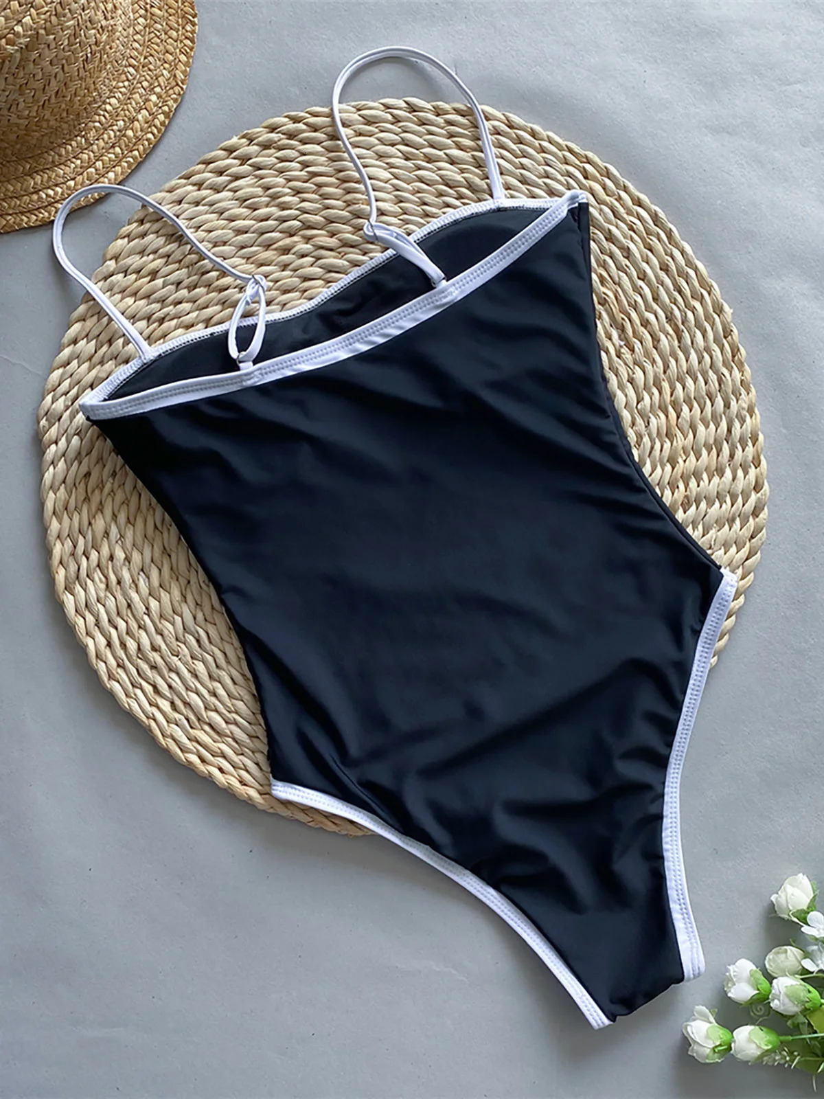 sexy spliced high leg cut womens onepiece swimsuit Monokini apron bathtub K5622 250409