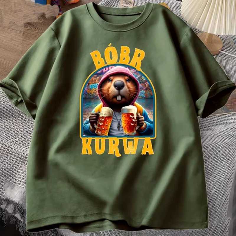 Kurwa Gladiator Cotton Mens T-shirt Roman Glory Graphic T-shirt Bober Beaver Boberek T-shirt Casual T-shirtXJ250409