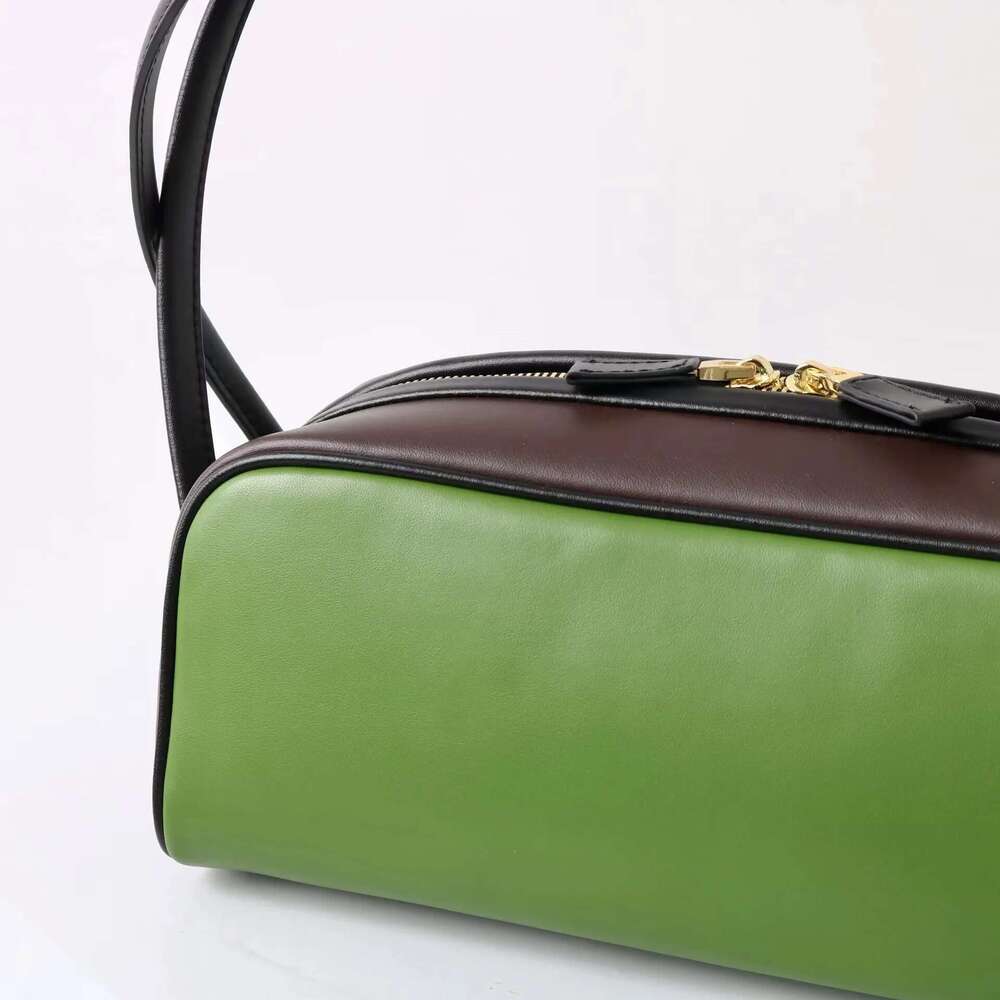 2025 Spring Hit-Color Green Bowg Tote Nappa Cow Leather Women Armpit Shoulder Bag Popular Fashion Lady Rope Handle Handbag
