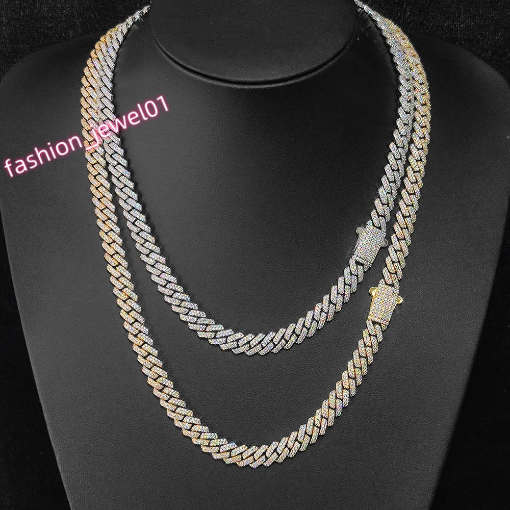 Wholesale 8Mm Hip Hop Jewelry 2 Rows Thin Cuban Link Chains Cubic Zirconia Iced Out Argenteous For Girl Cuban Necklaces Men