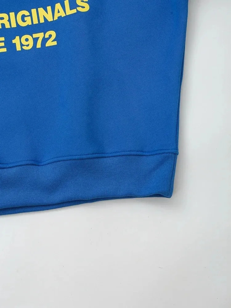 Spring Womens Fashion Sports Pullover Retro Round Neck Loose Long Sleeve Letter Printed Blue Street Clothing 240409