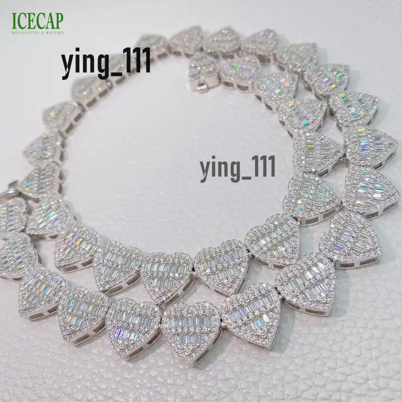 Luxury Jewelry Custom 15mm Miami Cuban Link Chain White Gold 925 Silver Chain Hip Hop Moissanite Chain Necklace for Men