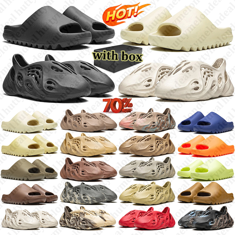 with box free shipping designer slippers sandals for men women slides outdoor comfortable slipper non-slip flip flops black sand blue