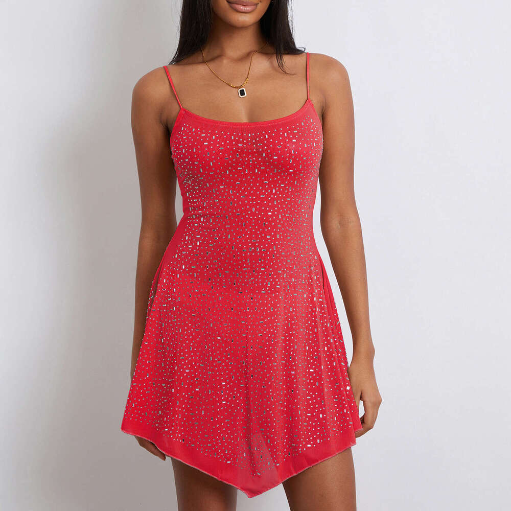 Hot-Selling Women's Party Rhinestone Semi-Sheer Strap Short Night club dress SEXY DRESSES FOR WOMEN clubwear see-through