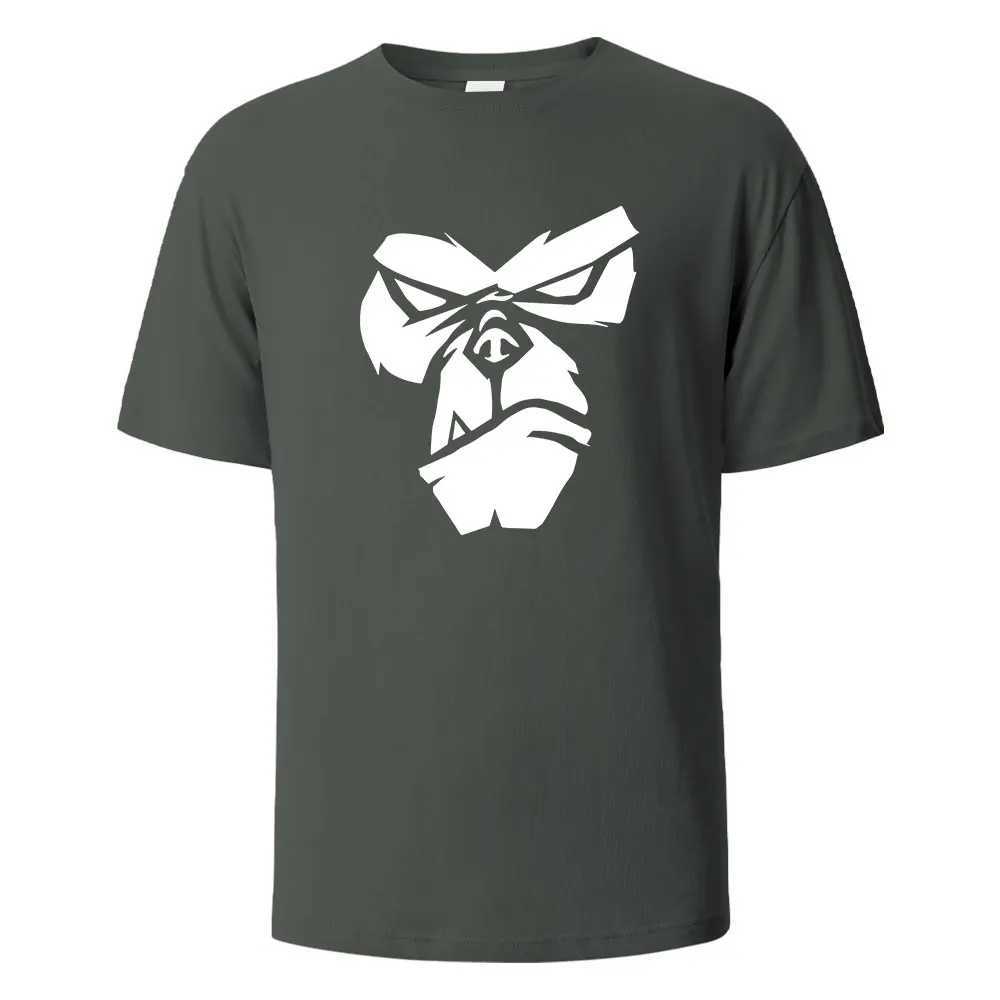 Gorilla Face Funny Print Mens Summer T-shirt 100% cotton O-neck oversized casual short sleeved streetwear basic topXJ250409