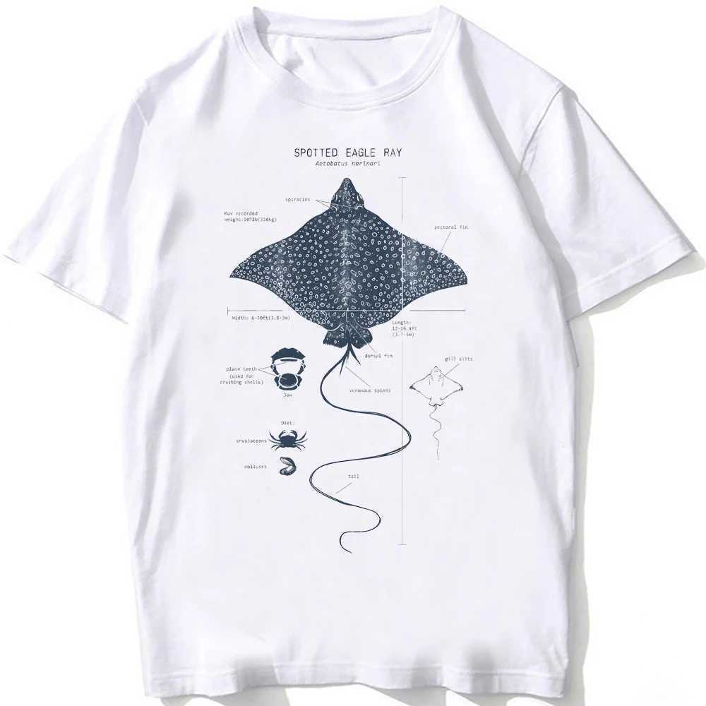 Whale Shark Anatomy Biology T-shirt unisex womens loose hip-hop casual T-shirt mens beach diving white T-shirt retro boy T-shirtXJ250409