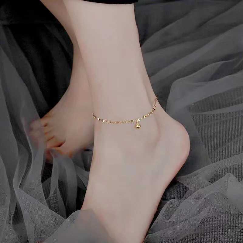 Lucky Beads Anklet For Women New Trendy Simple Flash Ankle Chain Spring Summer Jewelry Gift Z250408