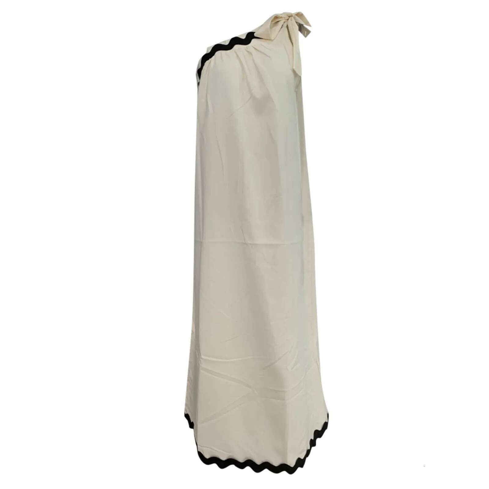 Dongdumaoyi New Spring Summer Fashionable Female Dress Elegant Solid Color Sleeveless Slant Collar Flower Edge Patchwork Long Women