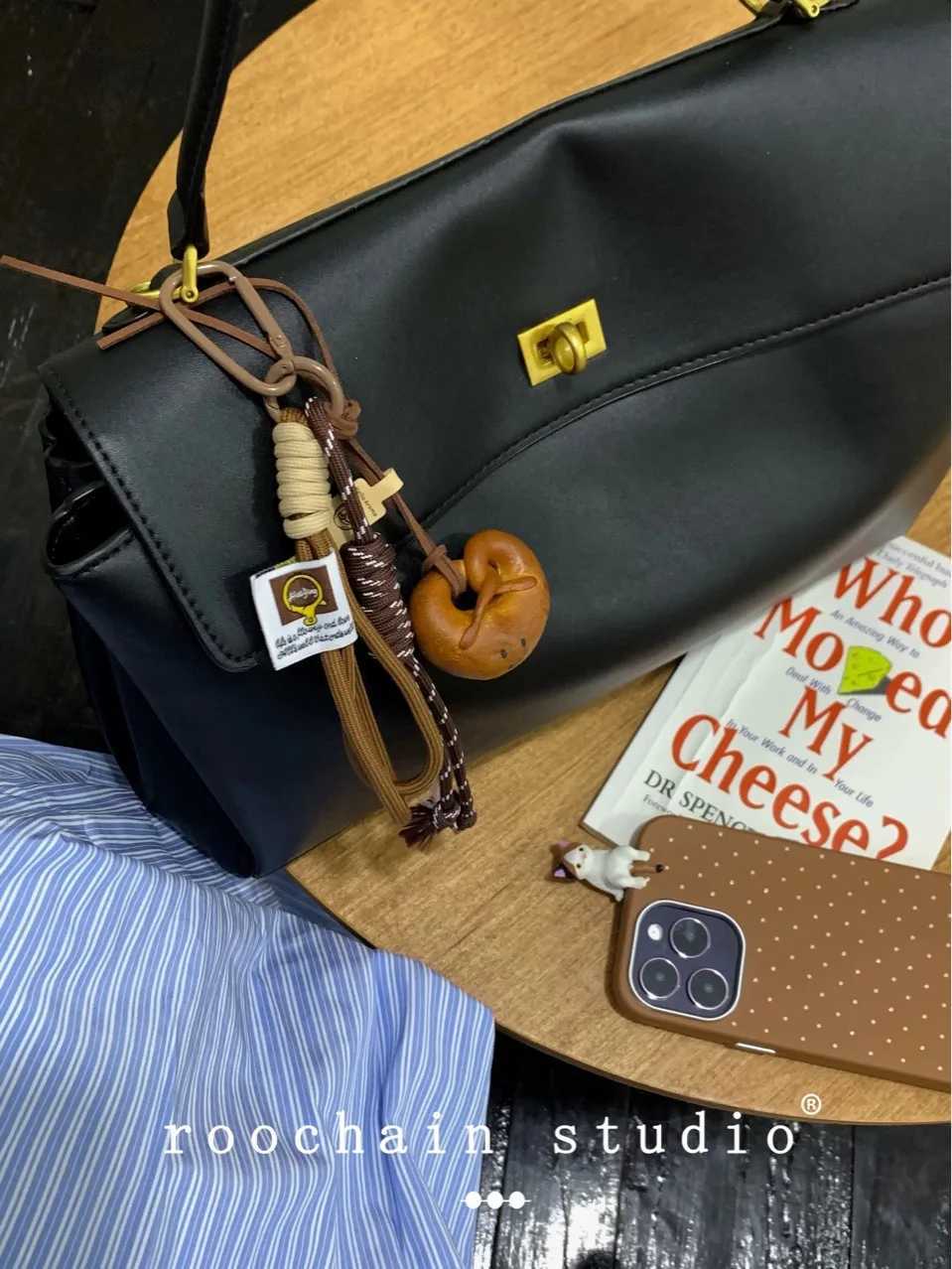 Cute face bread keychain alkaline water surface bag keychain woven rope pendant bag keychain handmade Tren giftXJ250409