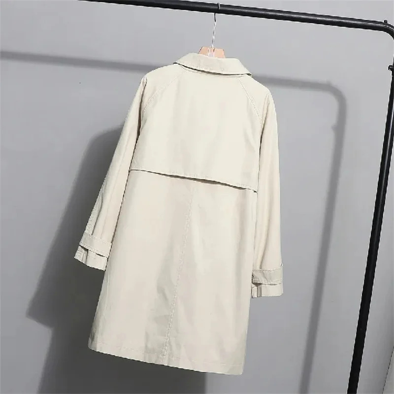 Spring Autumn Trench Coat Womens Fashion Korean Single breasted Loose Medium length Windproof Top 250409