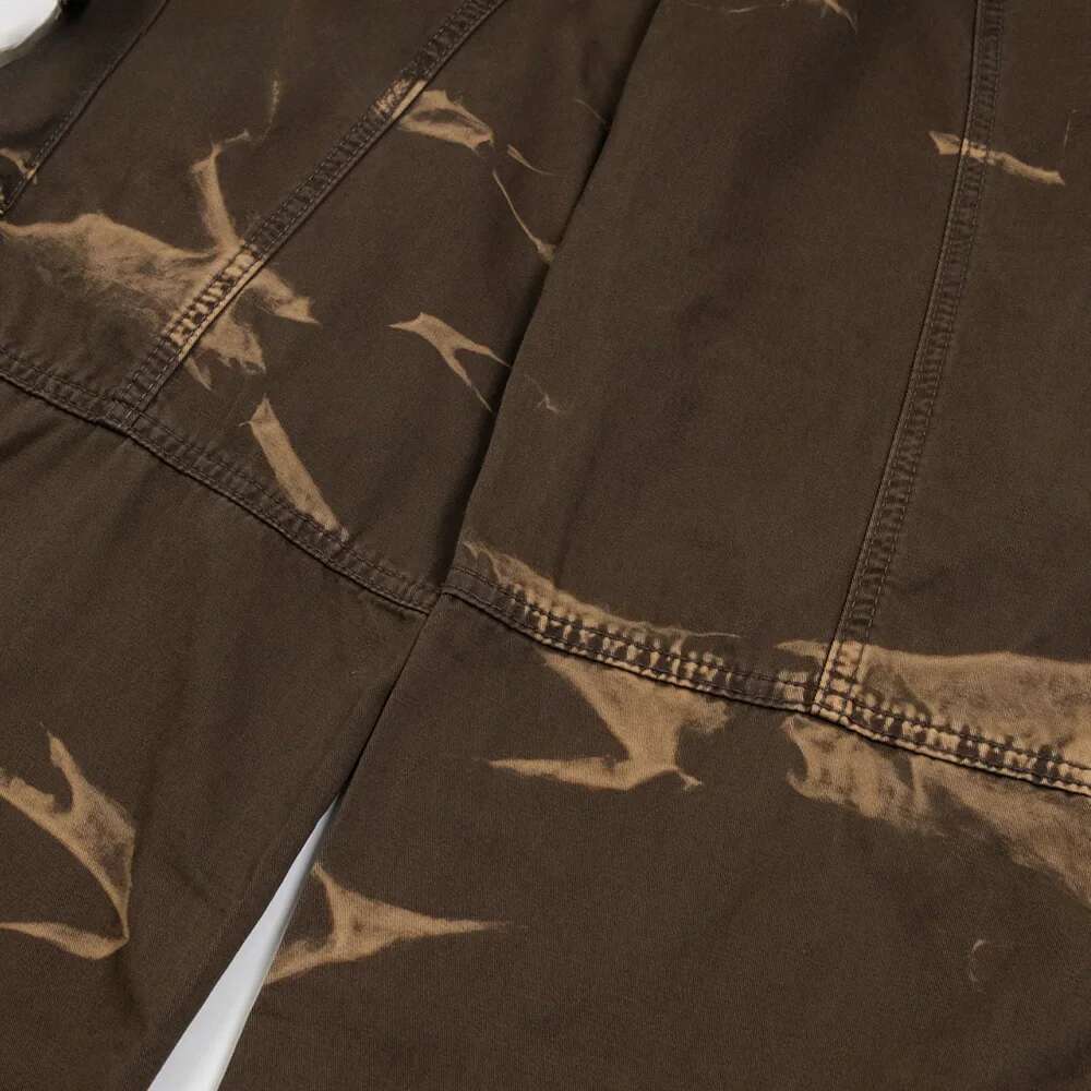 Multi-Pocket Camouflage Cargo Pants Mens Retro High Street Straight Loose Wide Leg Spliced Trousers Men