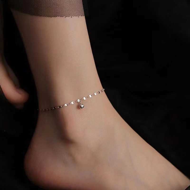 Lucky Beads Anklet For Women New Trendy Simple Flash Ankle Chain Spring Summer Jewelry Gift Z250408