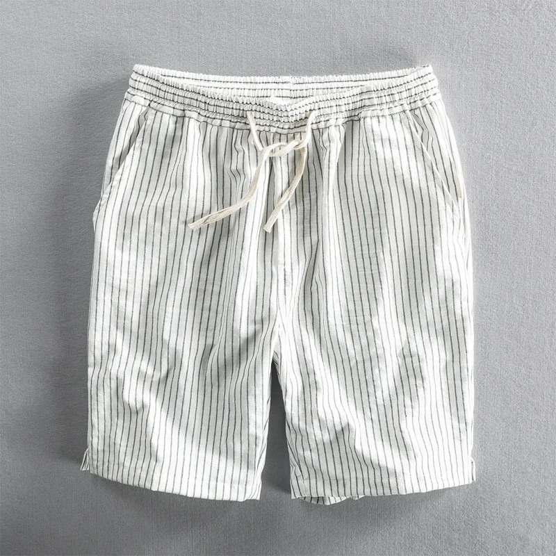 Summer mens cotton beach shorts breathable and comfortable striped loose brushed cut Hawaiian youth 250409