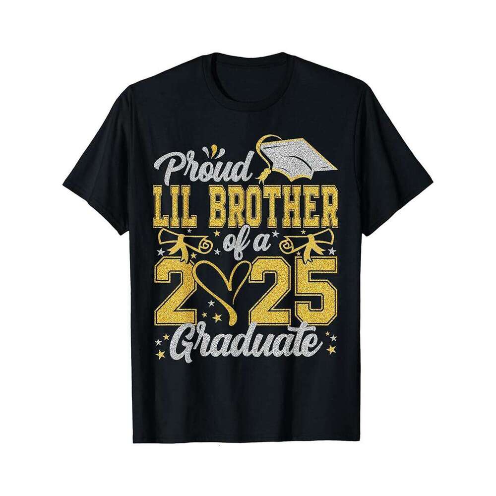 Designer T shirt Proud Lil Brother Of A 2025 Senior Graduate Basketball - 220g Tshits