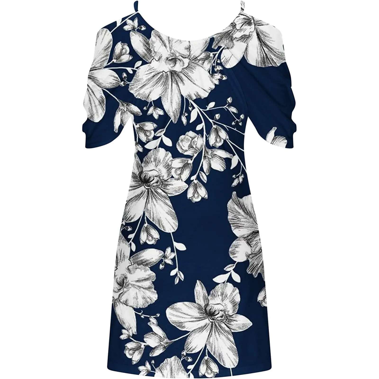 Dongdumaoyi Woman Floral Print Dress Summer Fashion Spaghetti Strap Off Shoulder Sleeveless Dresses Holiday A Line Mesh Fabric Vestidos