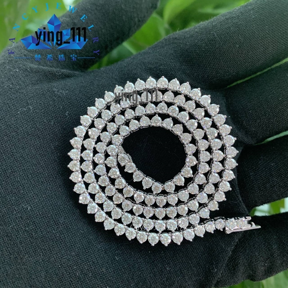 High Quality Graduated 4/5/6.5mm Mounting Bling 3 Claws Moissanite Diamond Tennis Chain for Women