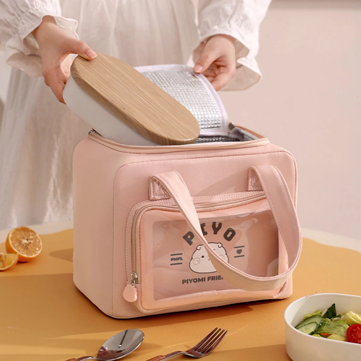 8L cartoon large capacity handbag lunch bag picnic insulated box student portable vacation beach 250408