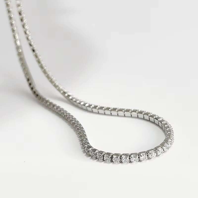 Luxury Pave Tennis CZ 925 Sterling Silver Choker Necklace for Women