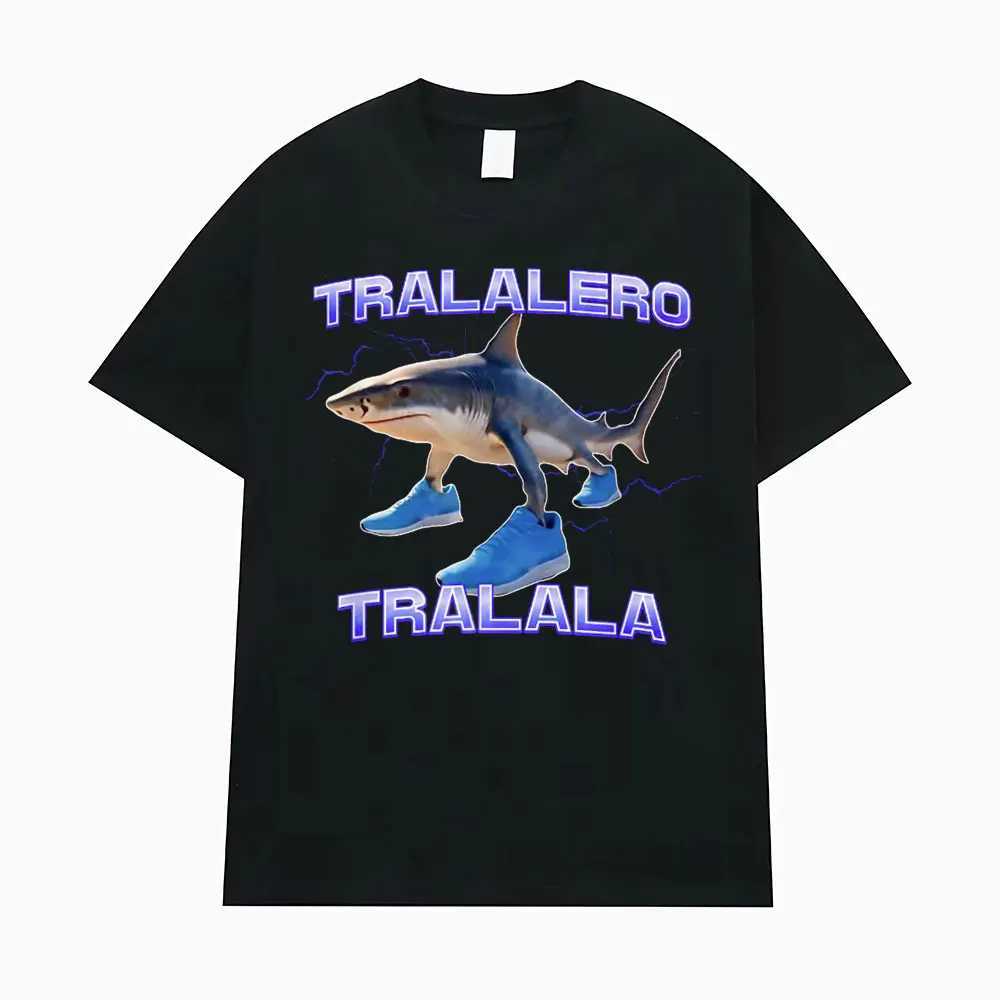 Tralalero Tralala Fun Shark Meme T-shirt Gift Mens Fashion Gothic Retro T-shirt Mens Casual Humorous Oversized T-shirtXJ250409