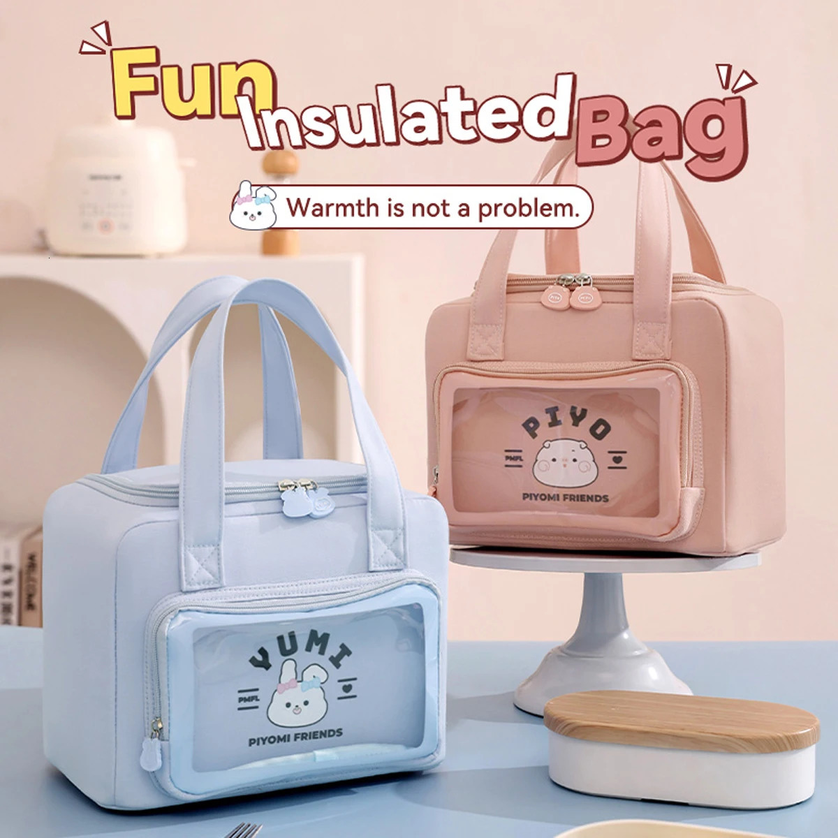 8L cartoon large capacity handbag lunch bag picnic insulated box student portable vacation beach 250408