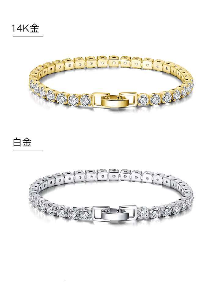 Factory Direct Sales Hip Hop 925 Sterling Silver Zircon Bracelet Diamonds Tennis Chain Bracelet