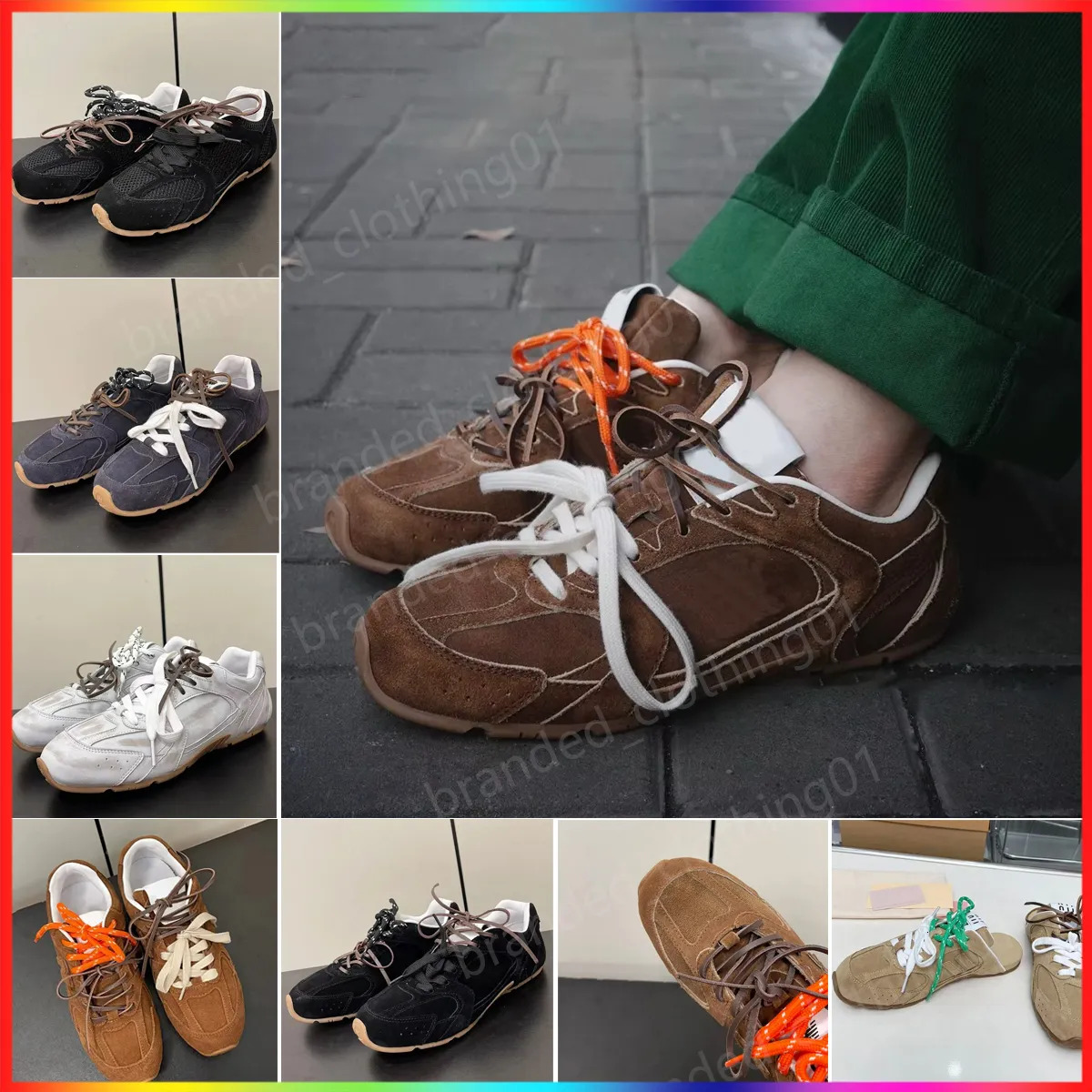 Top quality Vintage Suede brown Unisex mesh casual running sneakers Lace-up low-top tennis womens men trainers Athletic Luxury designer shoes Sport 12345