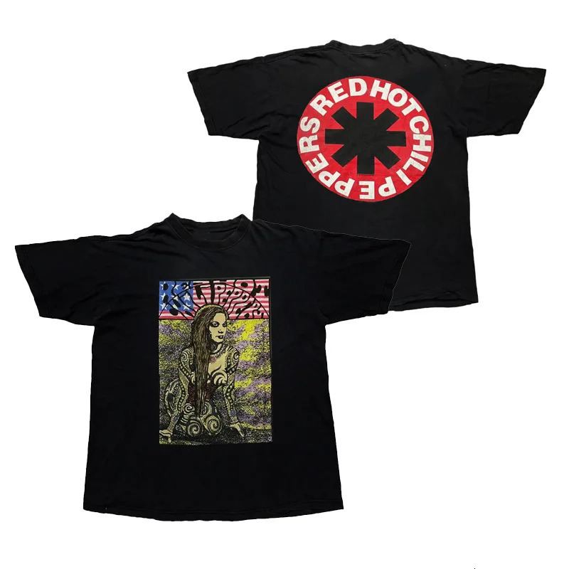 Red chili punk rock mens Tshirt womens cotton hiphop oversized short sleeved retro top 250409