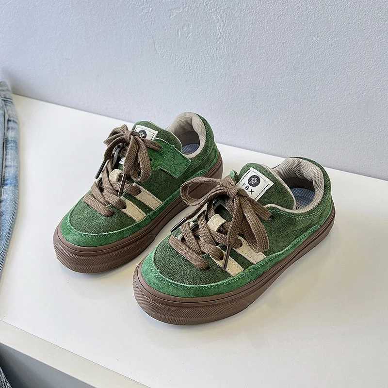 Childrens girls boys genuine leather lace tennis shoes childrens coaches childrens autumn unisex walking and running shoes X250409